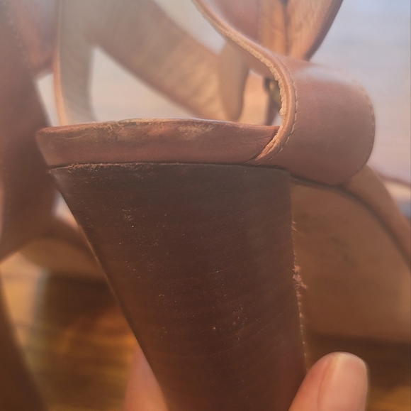 Stuart Weitzman Dark Tan Brown Genuine Leather Open Toe Platform Sandals Heels - Picture 8 of 14